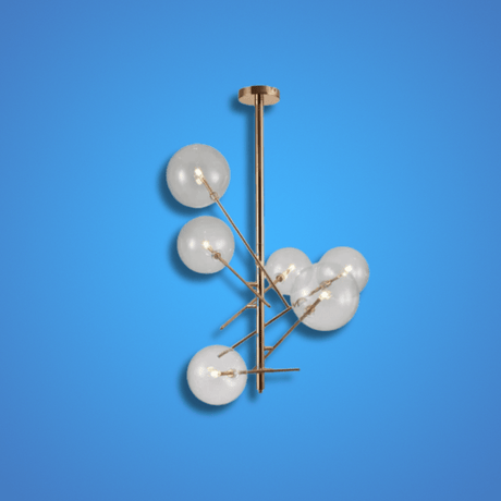 TKLD Pendant & Chandeliers Nordic Sputnik Metal Clear Glass Globe 6xG4 Modern Chandelier Ceiling Light