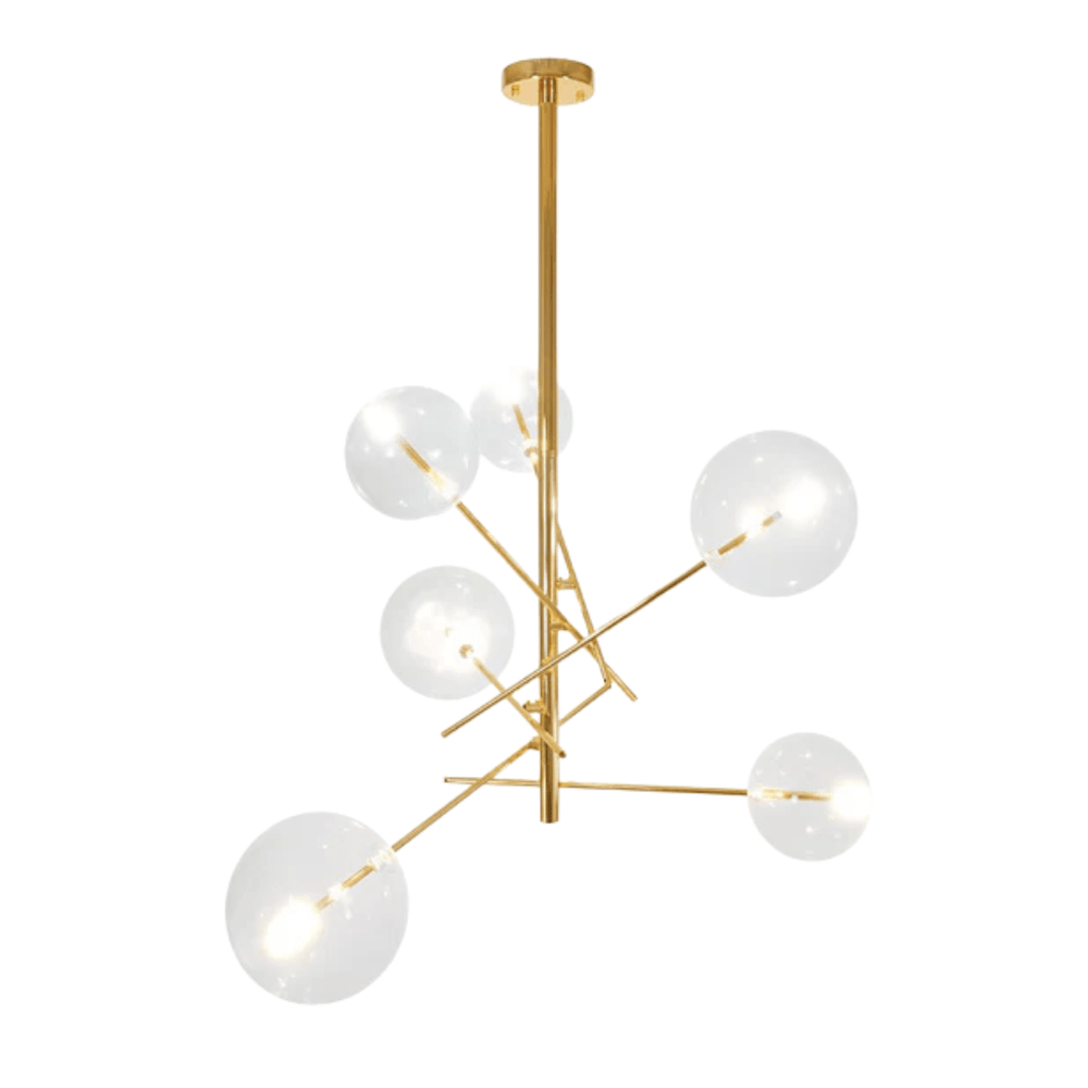 TKLD Pendant & Chandeliers Nordic Sputnik Metal Clear Glass Globe 6xG4 Modern Chandelier Ceiling Light
