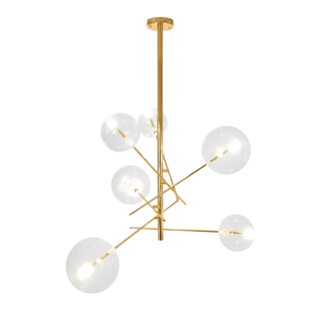 TKLD Pendant & Chandeliers Nordic Sputnik Metal Clear Glass Globe 6xG4 Modern Chandelier Ceiling Light