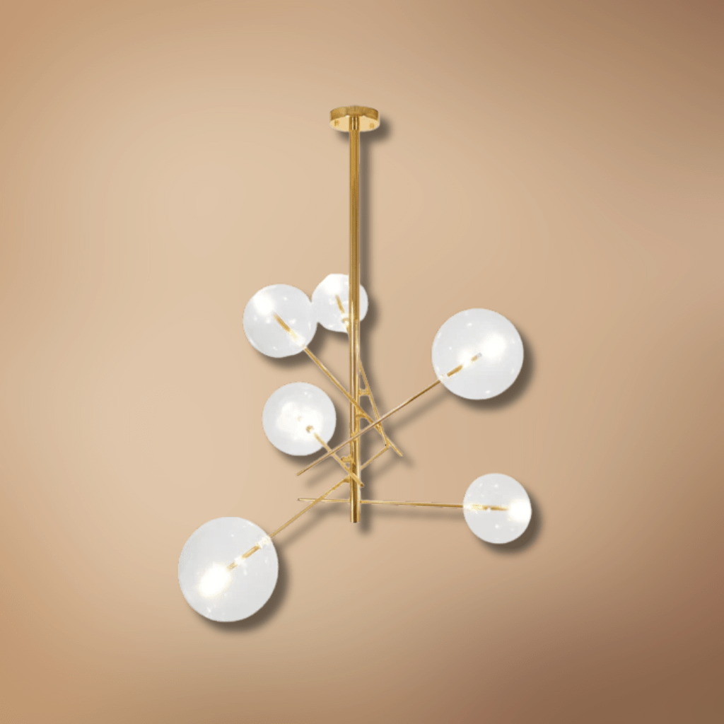 TKLD Pendant & Chandeliers Nordic Sputnik Metal Clear Glass Globe 6xG4 Modern Chandelier Ceiling Light