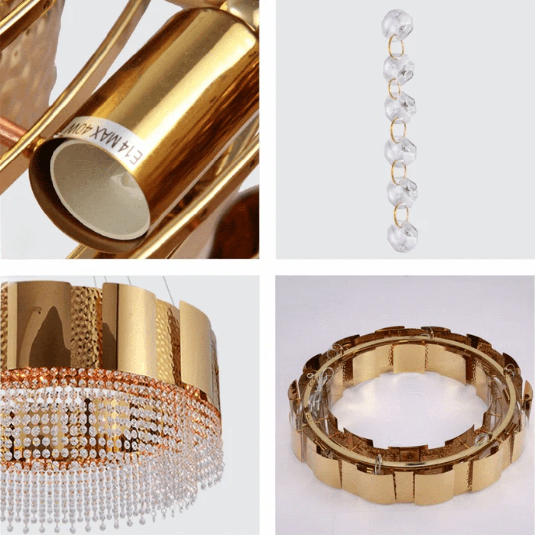 TKLD Pendant & Chandeliers Octagon Crystal Gold Metal 600mm Chandelier Ceiling Light - 40W