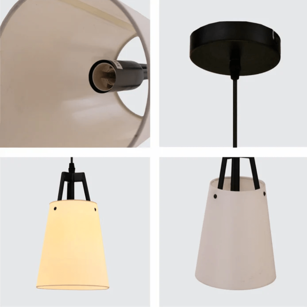 TKLD Pendant & Chandeliers Off White Frustum Fabric Shade E14 Pendant Ceiling Light
