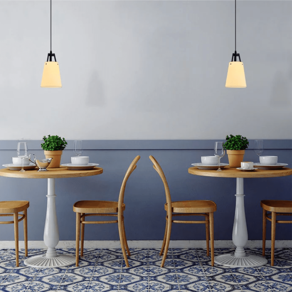 TKLD Pendant & Chandeliers Off White Frustum Fabric Shade E14 Pendant Ceiling Light