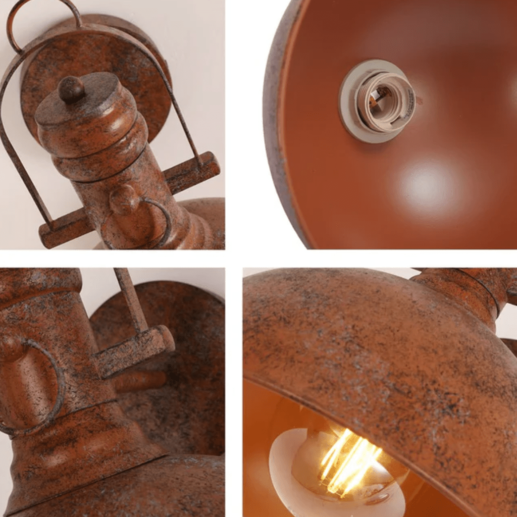 TKLD Wall & Sconce Lights Old Brown Metal Dome Wall Light E27 Fitting
