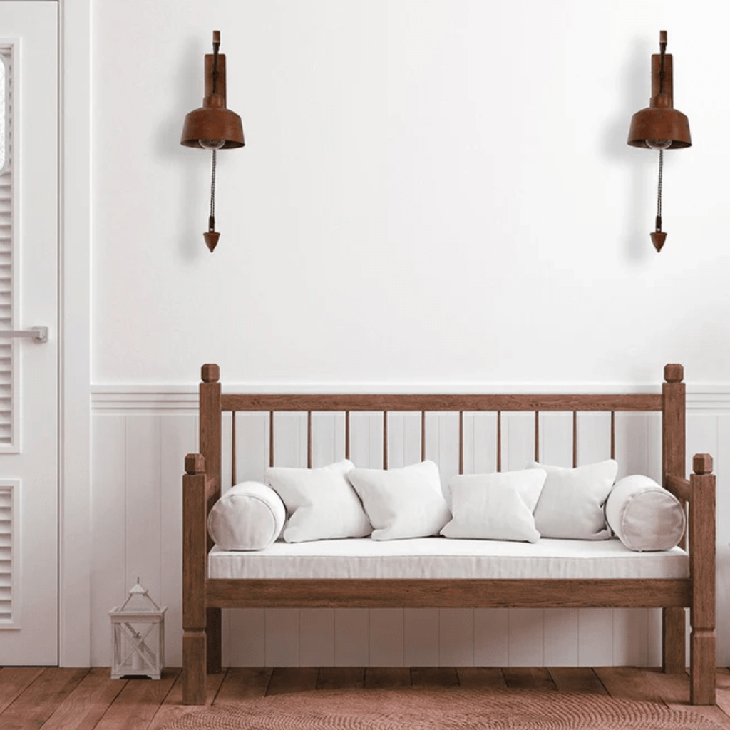 TKLD Wall & Sconce Lights Old Brown Metal Pulley Step Wall Light E27 Fitting