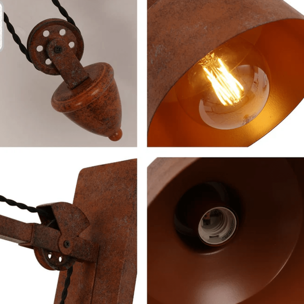 TKLD Wall & Sconce Lights Old Brown Metal Pulley Step Wall Light E27 Fitting