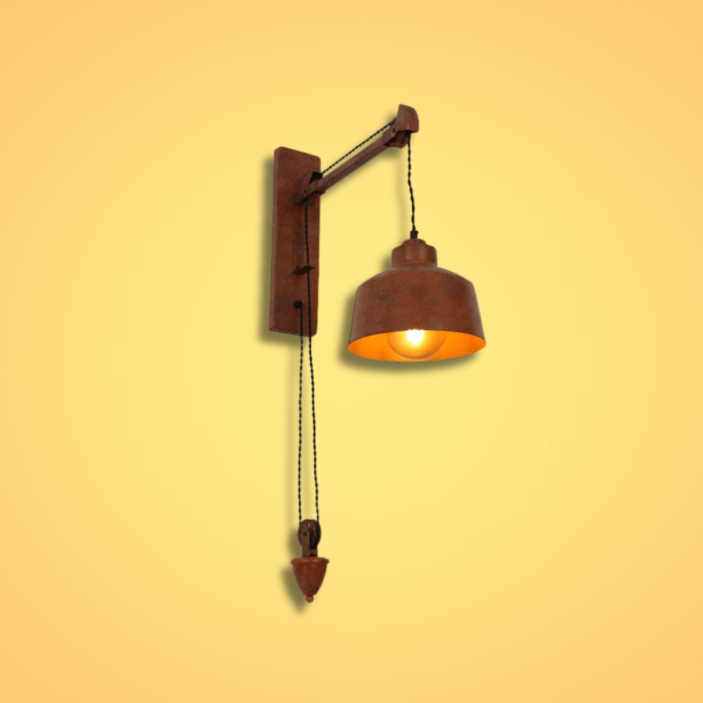TKLD Wall & Sconce Lights Old Brown Metal Pulley Step Wall Light E27 Fitting