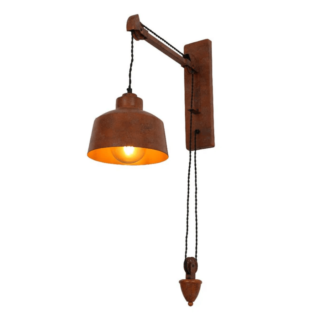 TKLD Wall & Sconce Lights Old Brown Metal Pulley Step Wall Light E27 Fitting