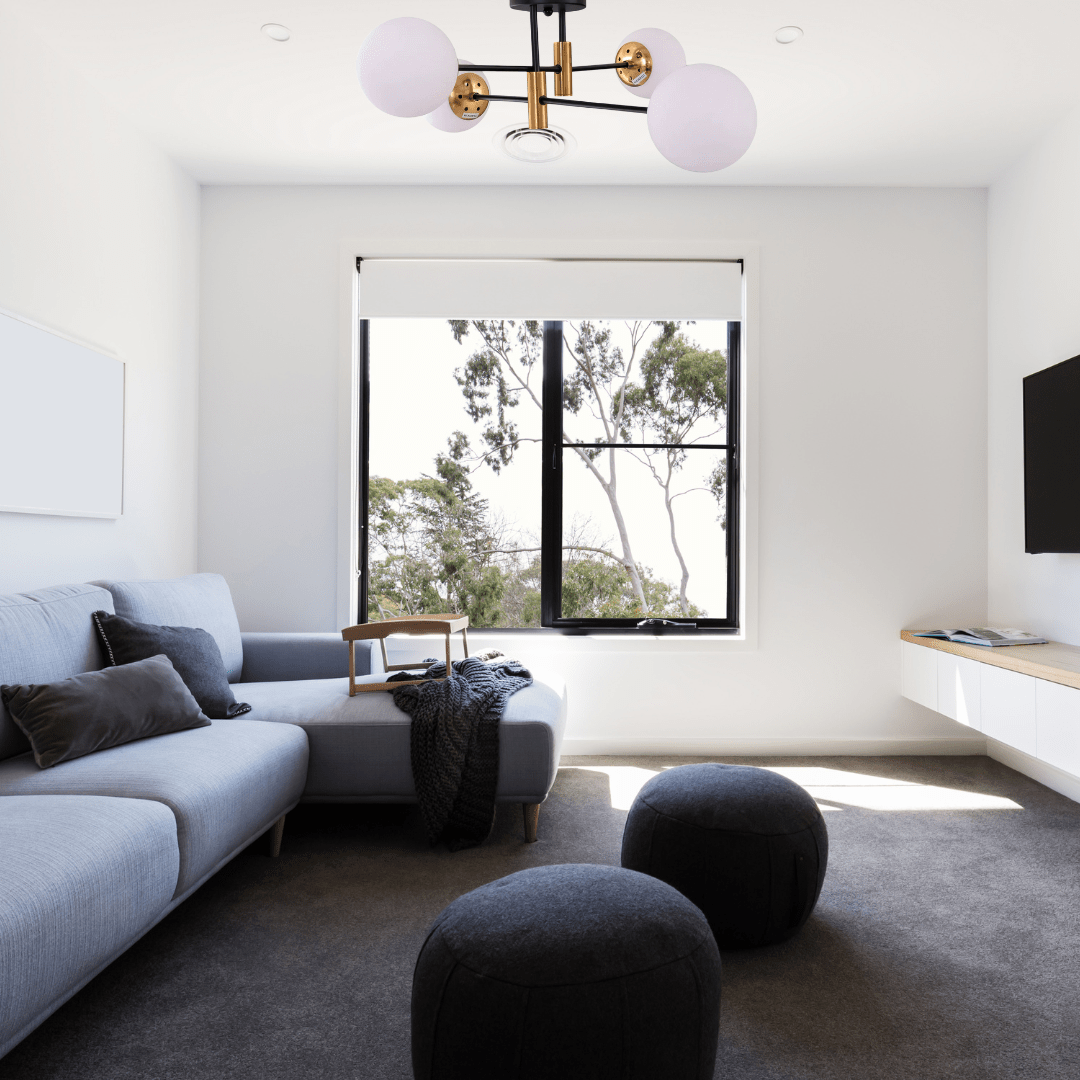 TKLD Ceiling Lights Opal 4 Lamp Glass Globe Gold and Black Metal Semi Flush Ceiling Light - 40W