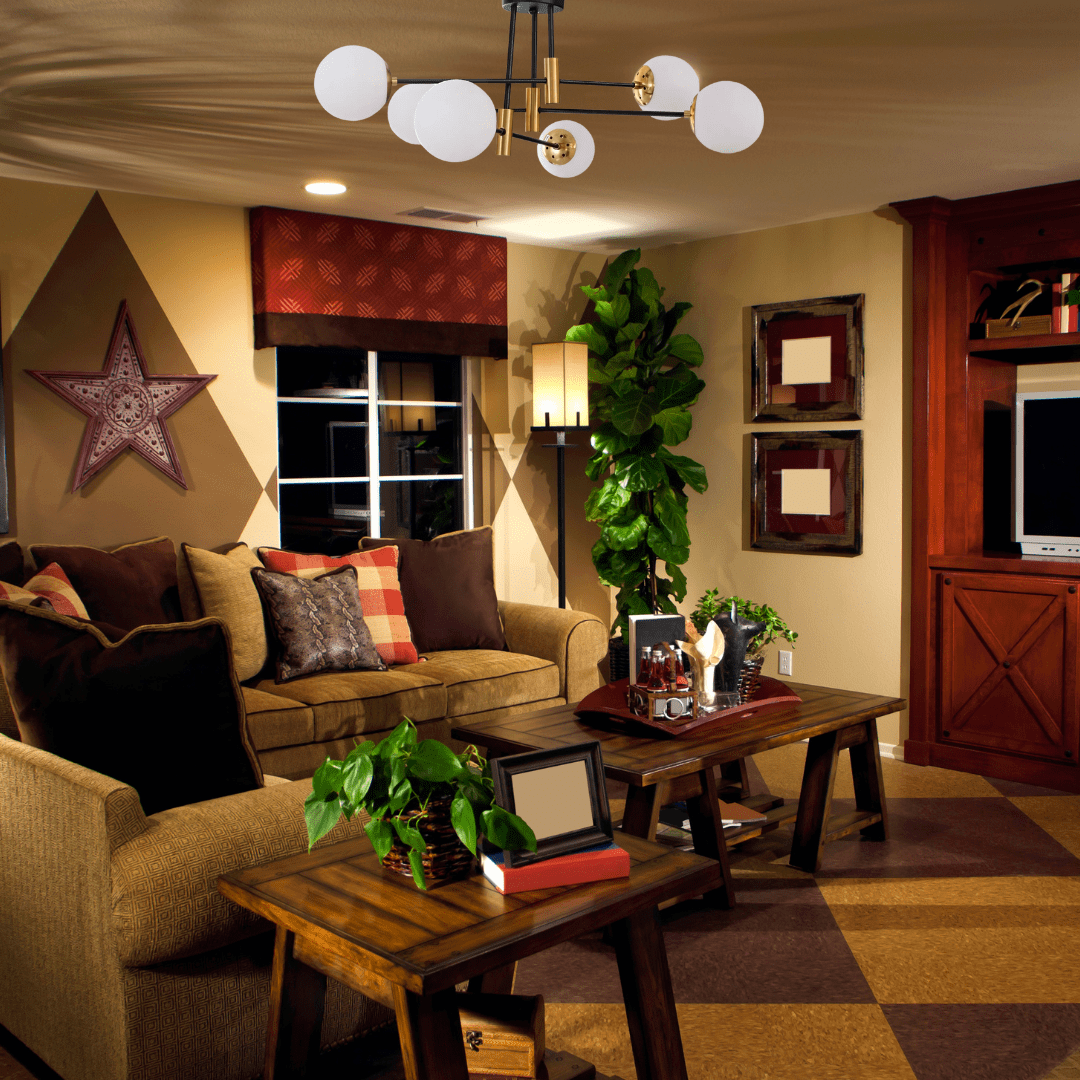 TKLD Ceiling Lights Opal 6 Lamp Glass Globe Gold and Black Metal Semi Flush Ceiling Light - 40W