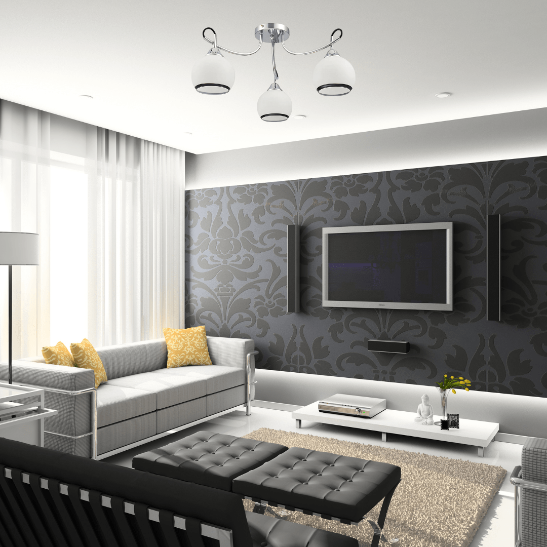 TKLD Ceiling Lights Opal Dome 3 Lamp Glass Chrome Metal Semi Flush Ceiling Light - 40W