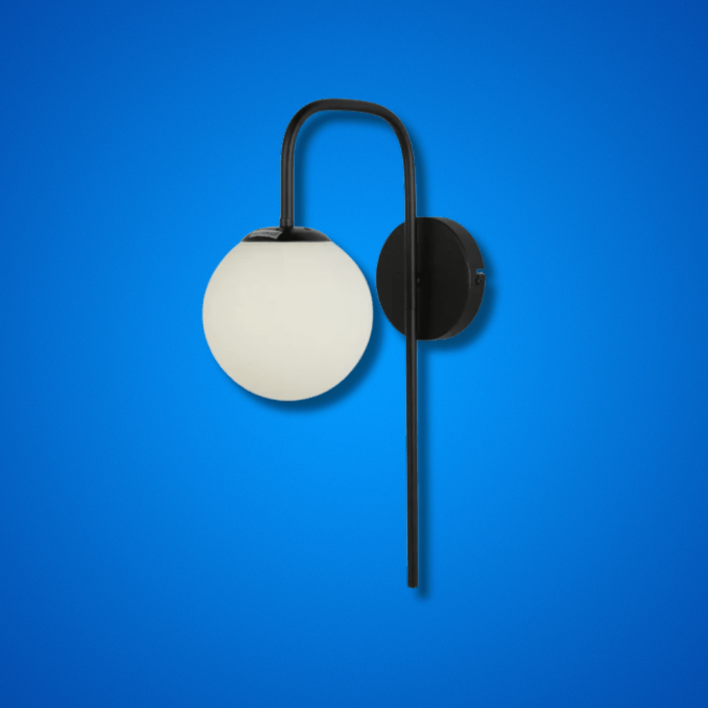 TKLD Wall & Sconce Lights Opal Globe Glass Cane Gold or Black Metal Downward Wall Light