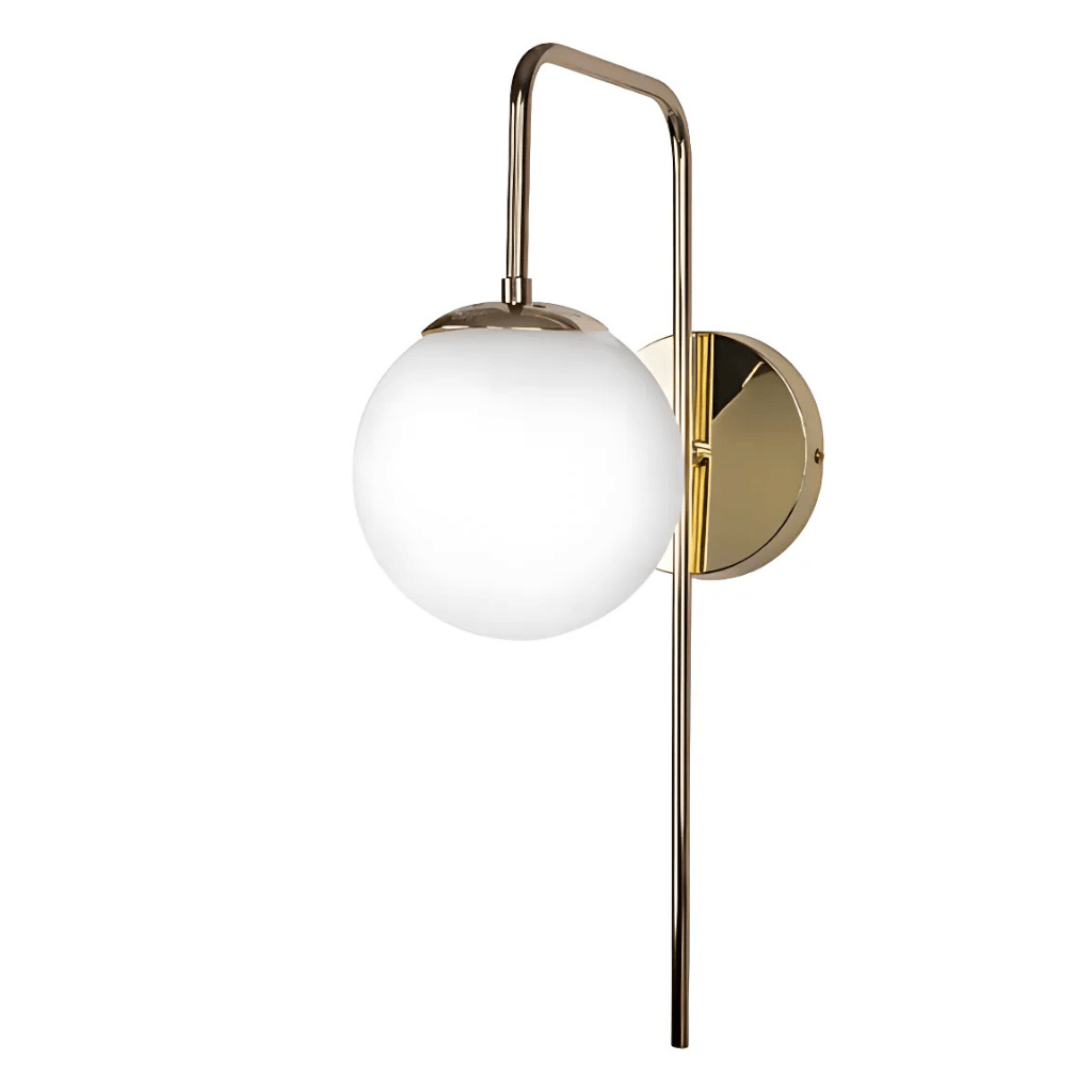 TKLD Wall & Sconce Lights Opal Globe Glass Cane Gold or Black Metal Downward Wall Light