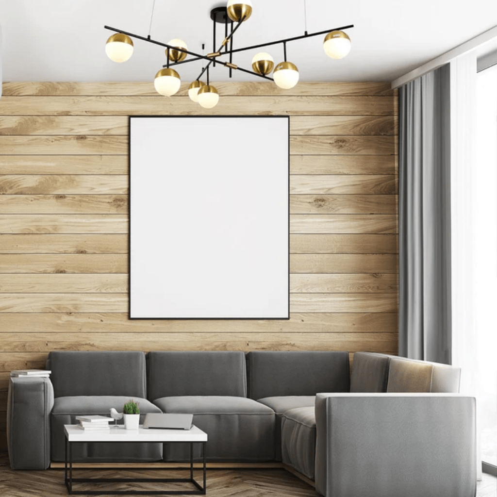 TKLD Pendant & Chandeliers Opal Globe Glass Gold Black Metal Body Modern Nordic Chandelier Ceiling Light 9xG9s