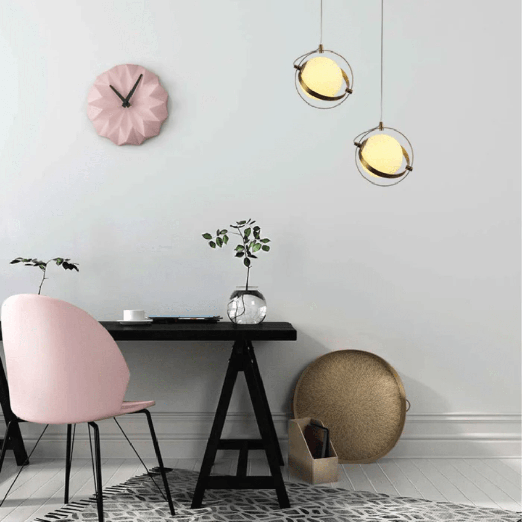 TKLD Pendant & Chandeliers Opal Globe Glass Gold Rings Pendant Ceiling Light G9 Fitting