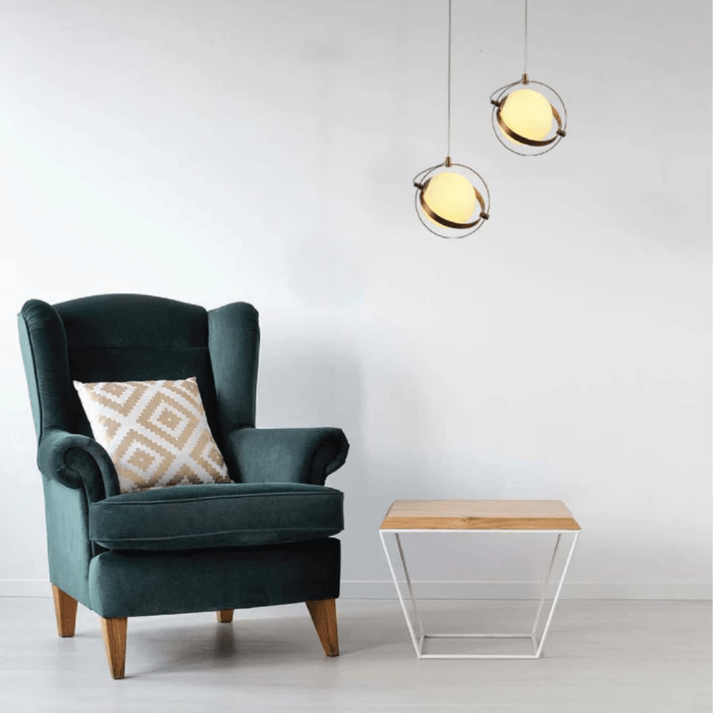 TKLD Pendant & Chandeliers Opal Globe Glass Gold Rings Pendant Ceiling Light G9 Fitting