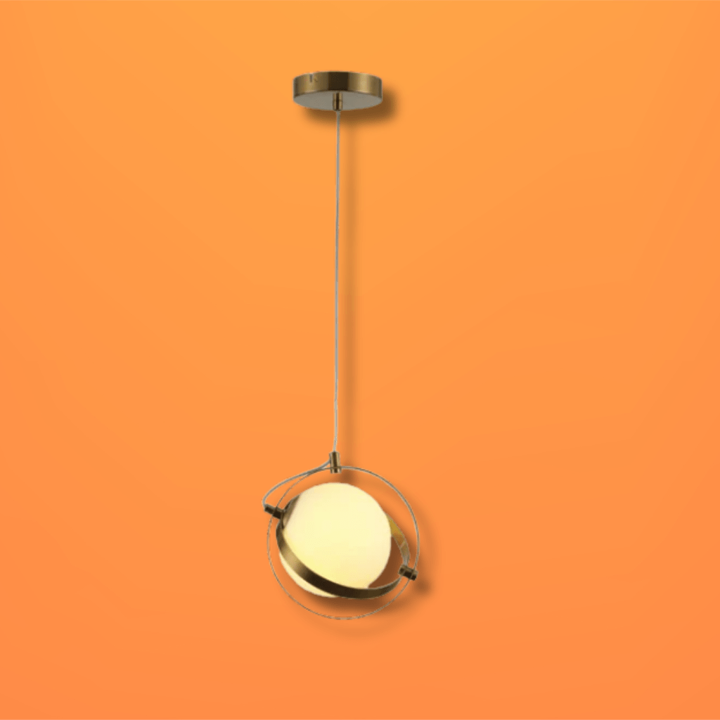 TKLD Pendant & Chandeliers Opal Globe Glass Gold Rings Pendant Ceiling Light G9 Fitting