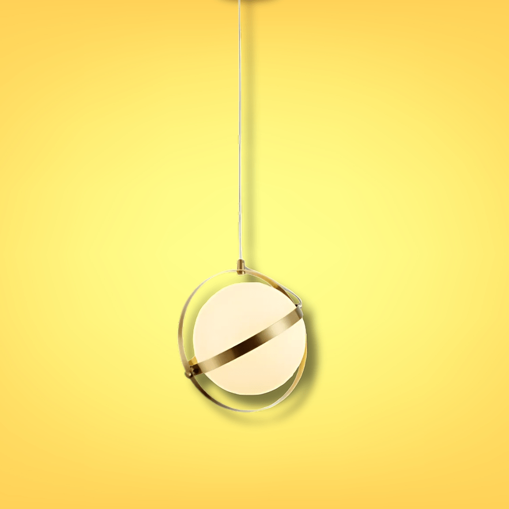 TKLD Pendant & Chandeliers Opal Globe Glass Gold Rings Pendant Ceiling Light G9 Fitting