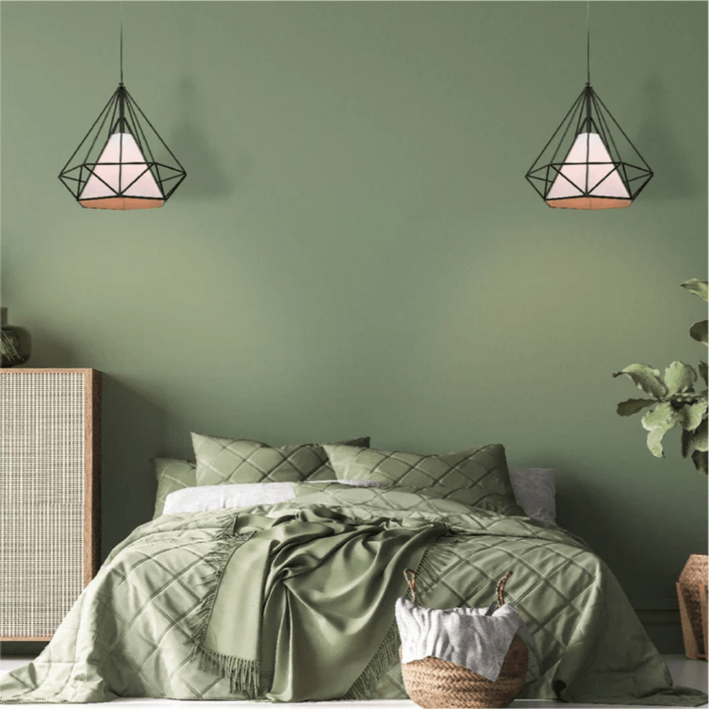 TKLD Pendant & Chandeliers Opal Shade Wired Geometric Cage Pendant Ceiling Light