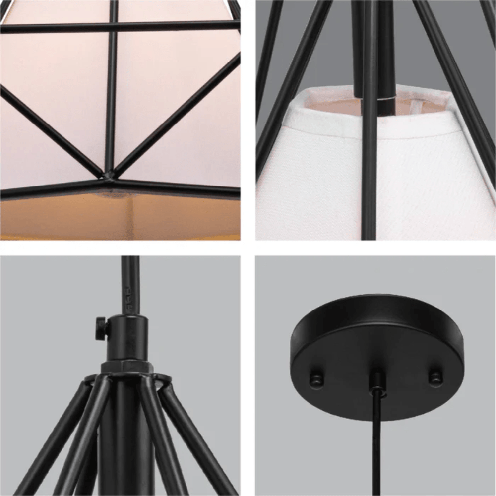 TKLD Pendant & Chandeliers Opal Shade Wired Geometric Cage Pendant Ceiling Light