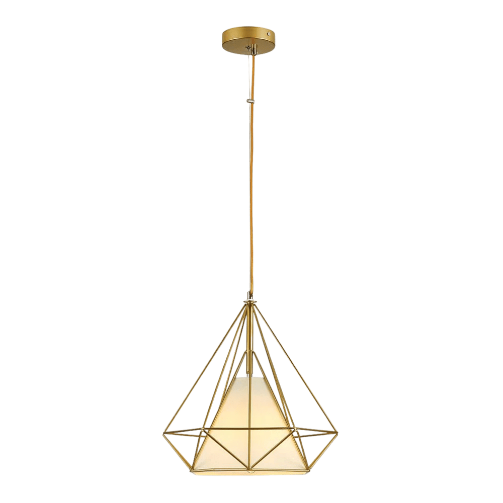 TKLD Pendant & Chandeliers Opal Shade Wired Geometric Cage Pendant Ceiling Light