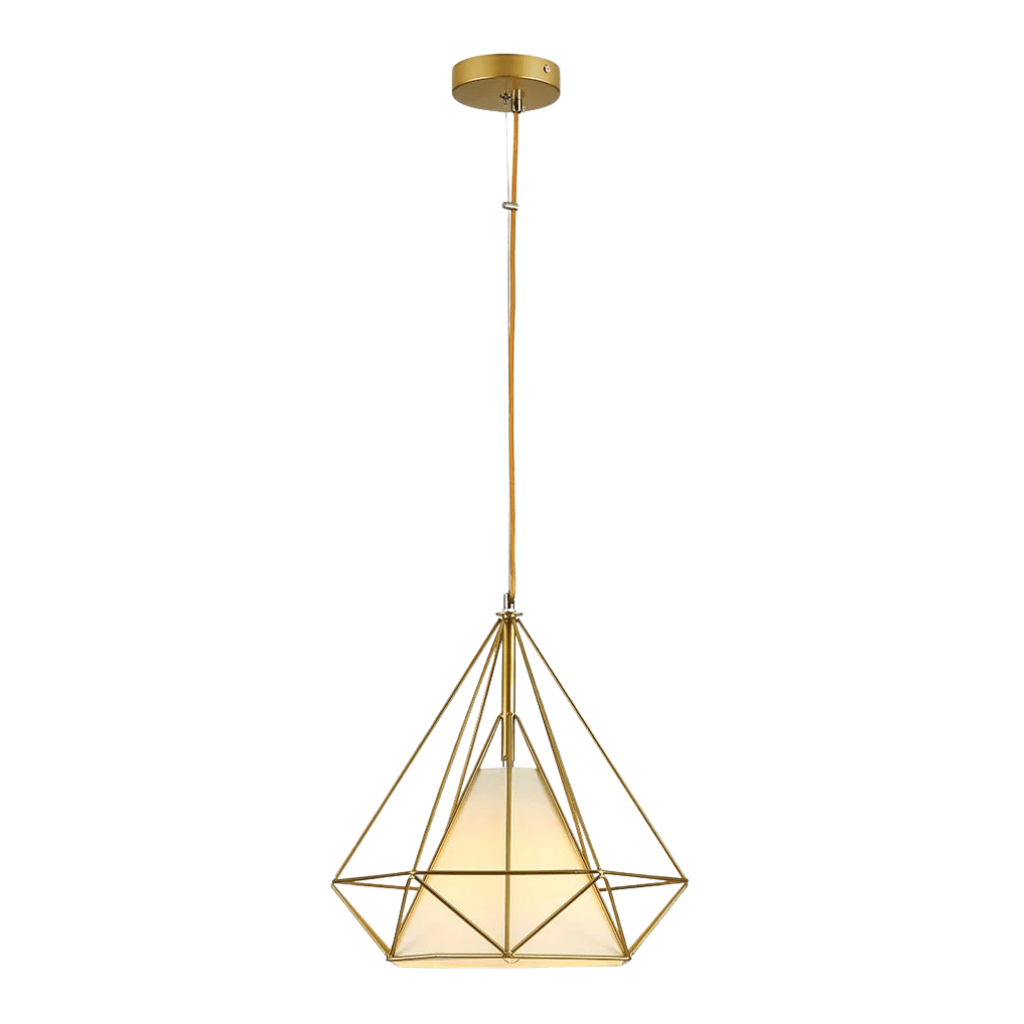 TKLD Pendant & Chandeliers Opal Shade Wired Geometric Cage Pendant Ceiling Light