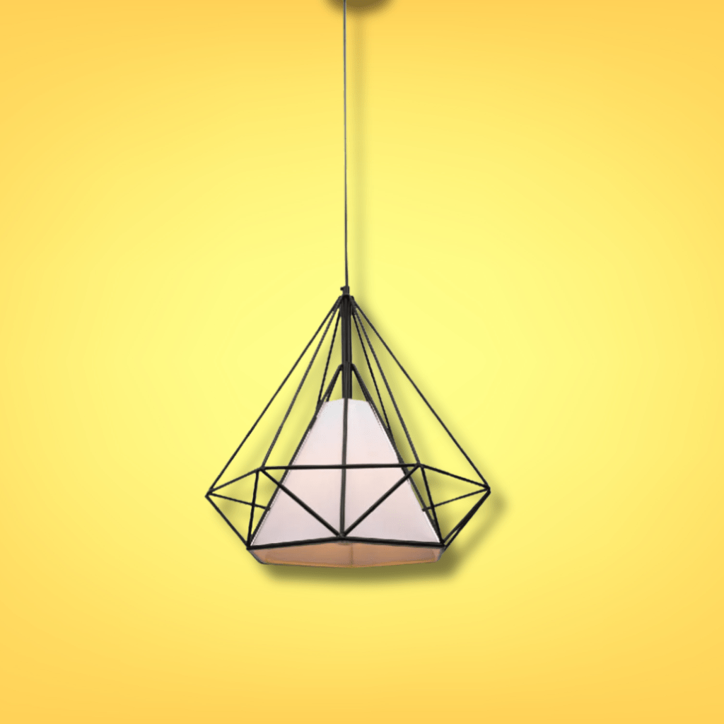 TKLD Pendant & Chandeliers Opal Shade Wired Geometric Cage Pendant Ceiling Light