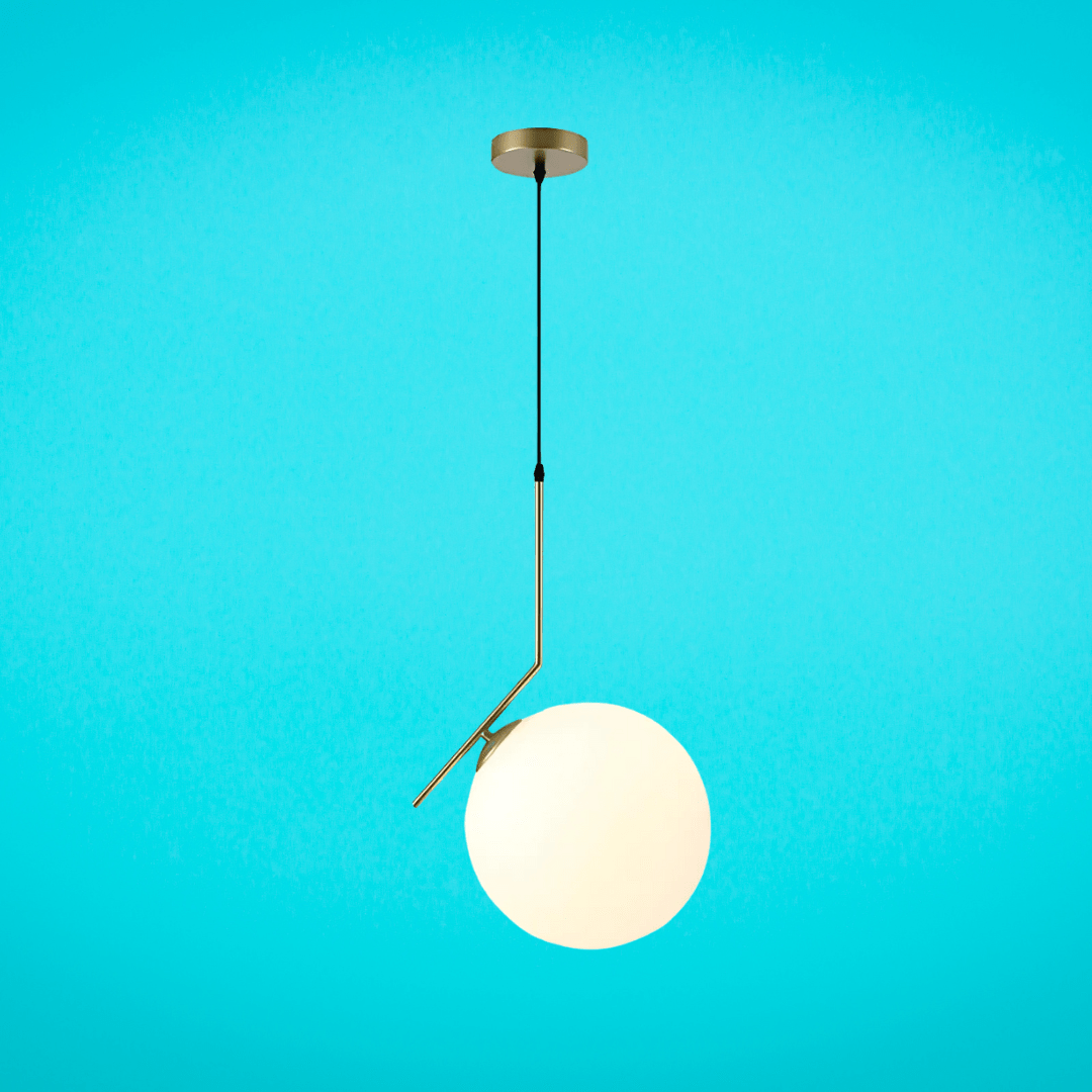 TKLD Pendant & Chandeliers Opal White Glass Globe Antique Brass Pendant Ceiling Light - 40W