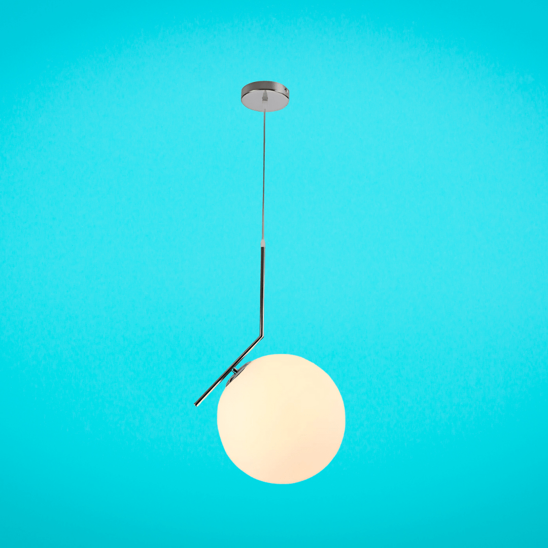 TKLD Pendant & Chandeliers Opal White Glass Globe Chrome Pendant Ceiling Light - 40W