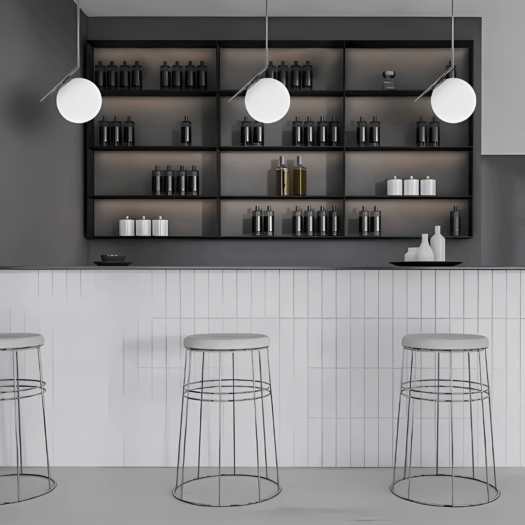 TKLD Pendant & Chandeliers Opal White Glass Globe Chrome Pendant Ceiling Light - 40W