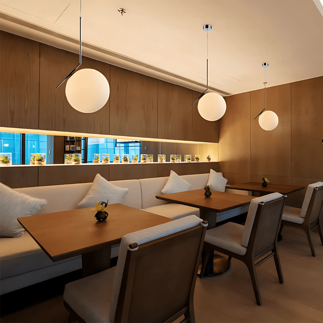 TKLD Pendant & Chandeliers Opal White Glass Globe Chrome Pendant Ceiling Light - 40W