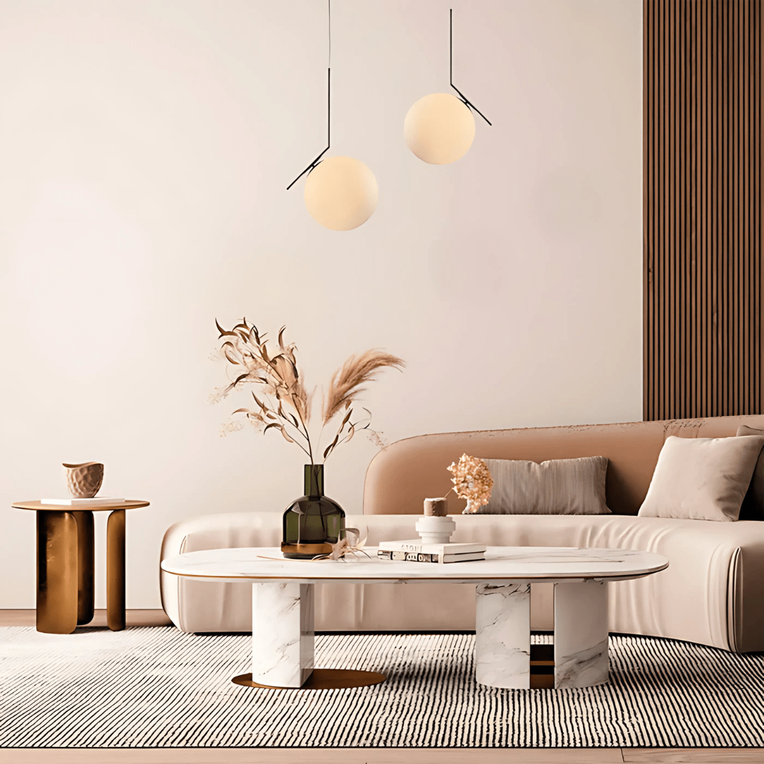 TKLD Pendant & Chandeliers Opal White Glass Globe Chrome Pendant Ceiling Light - 40W