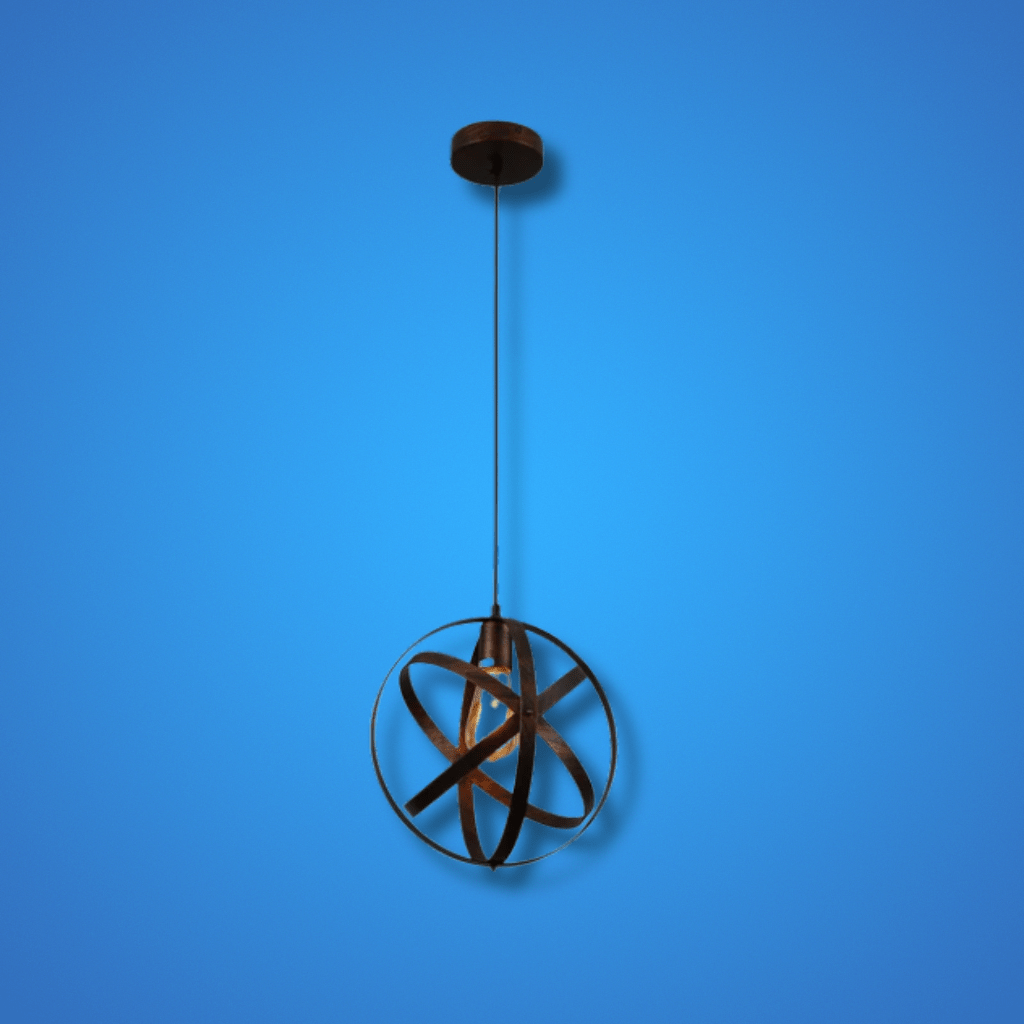 TKLD Pendant & Chandeliers Orbital Metal Caged Globe Black or Rusty BrownPendant Ceiling Light E27