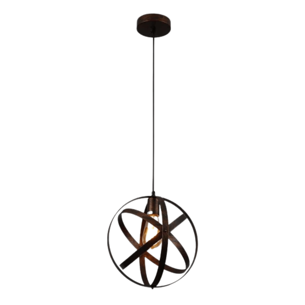 TKLD Pendant & Chandeliers Orbital Metal Caged Globe Black or Rusty BrownPendant Ceiling Light E27