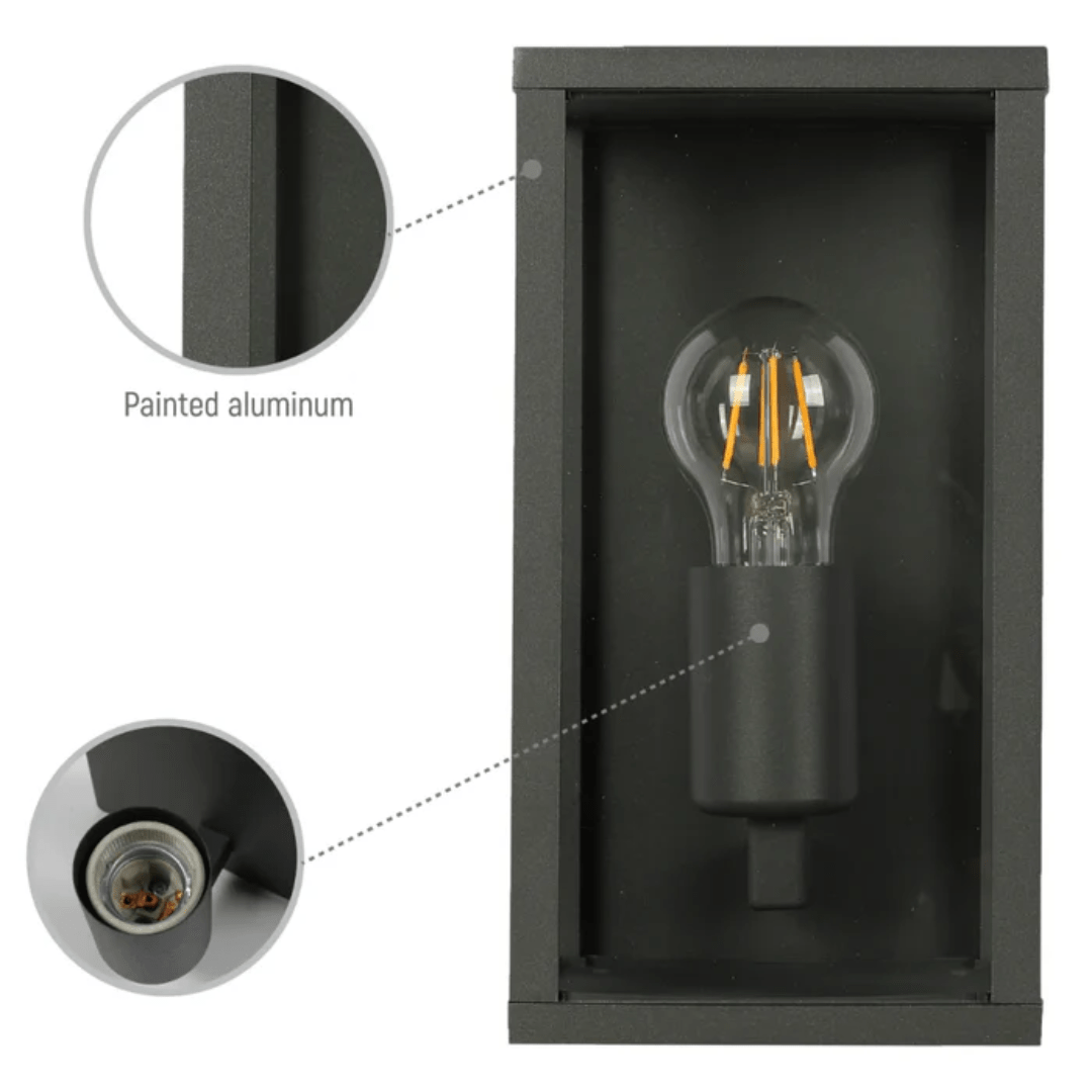 TKLD Wall & Sconce Lights Oxford Dark Grey Box E27 Outdoor Lantern Wall Light - 40W