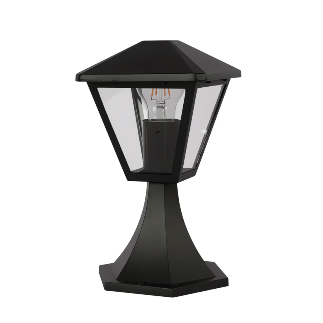TKLD Outdoor Lighting Paravento Black Outdoor Pedestal Pillar Lantern Light - 40W
