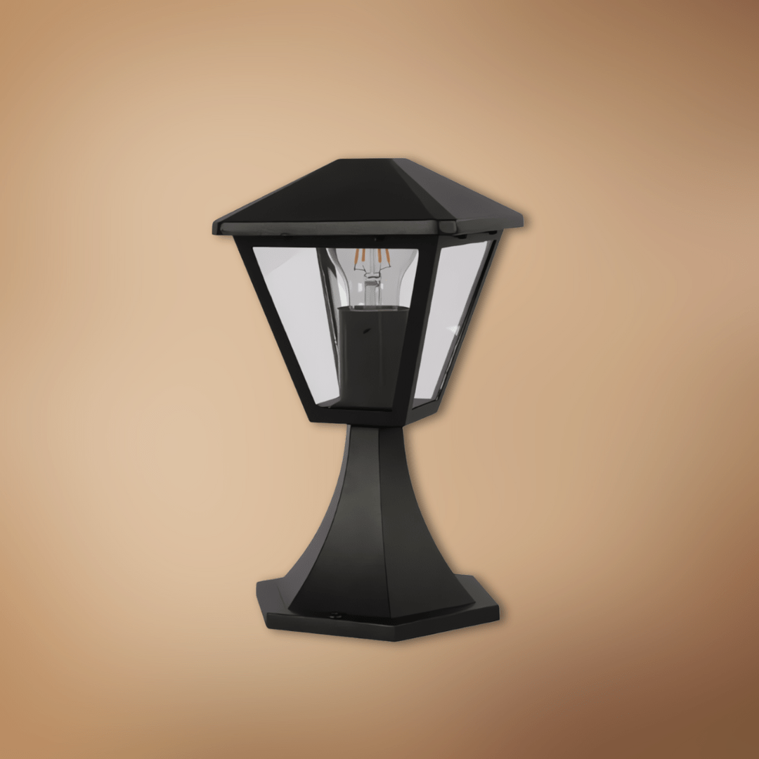 TKLD Outdoor Lighting Paravento Black Outdoor Pedestal Pillar Lantern Light - 40W
