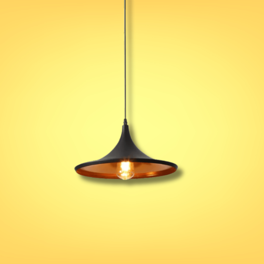 TKLD Pendant & Chandeliers Penn Orient Flat Black Gold Metal E27 Pendant Ceiling Light