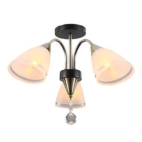 TKLD Pendant & Chandeliers Petal Snowdrop 3 Lamp Cone Glass Antique Brass Semi Flush E27 Ceiling Light