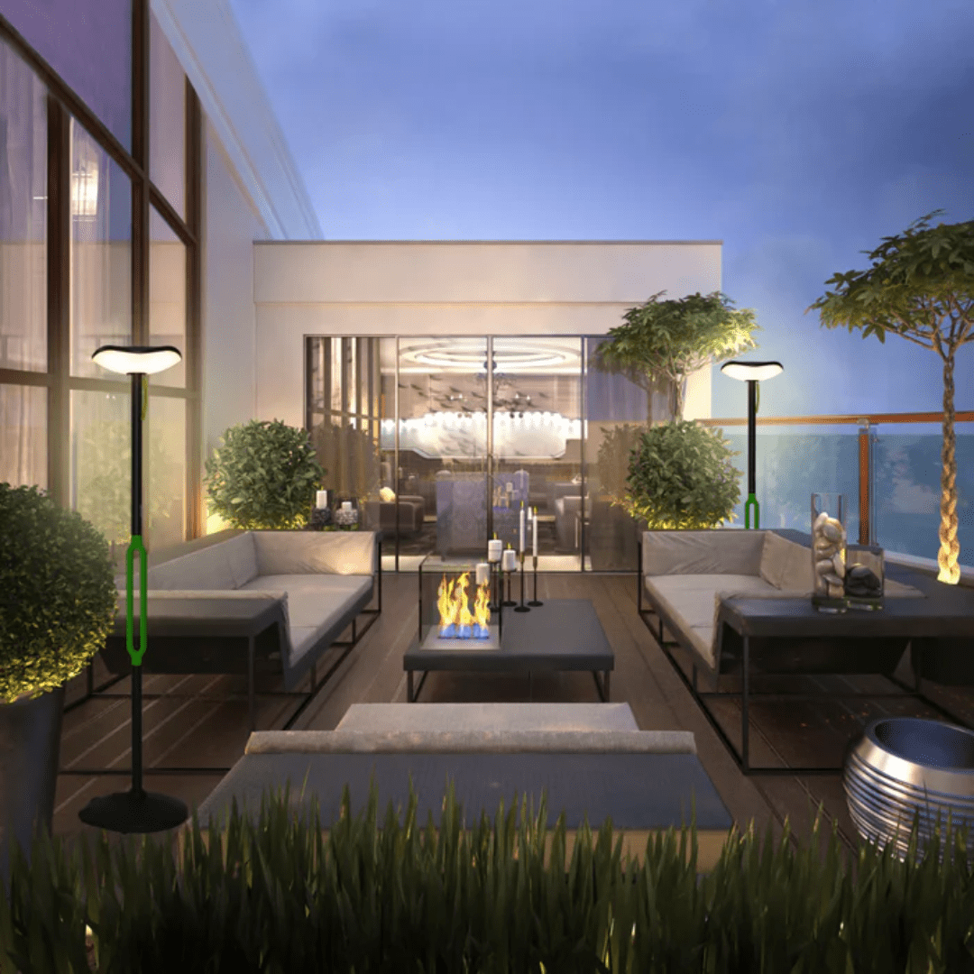 TKLD Pendant & Chandeliers Poppy Dark Grey LED Solar Garden Post Light with Bluetooth Speaker - IP54