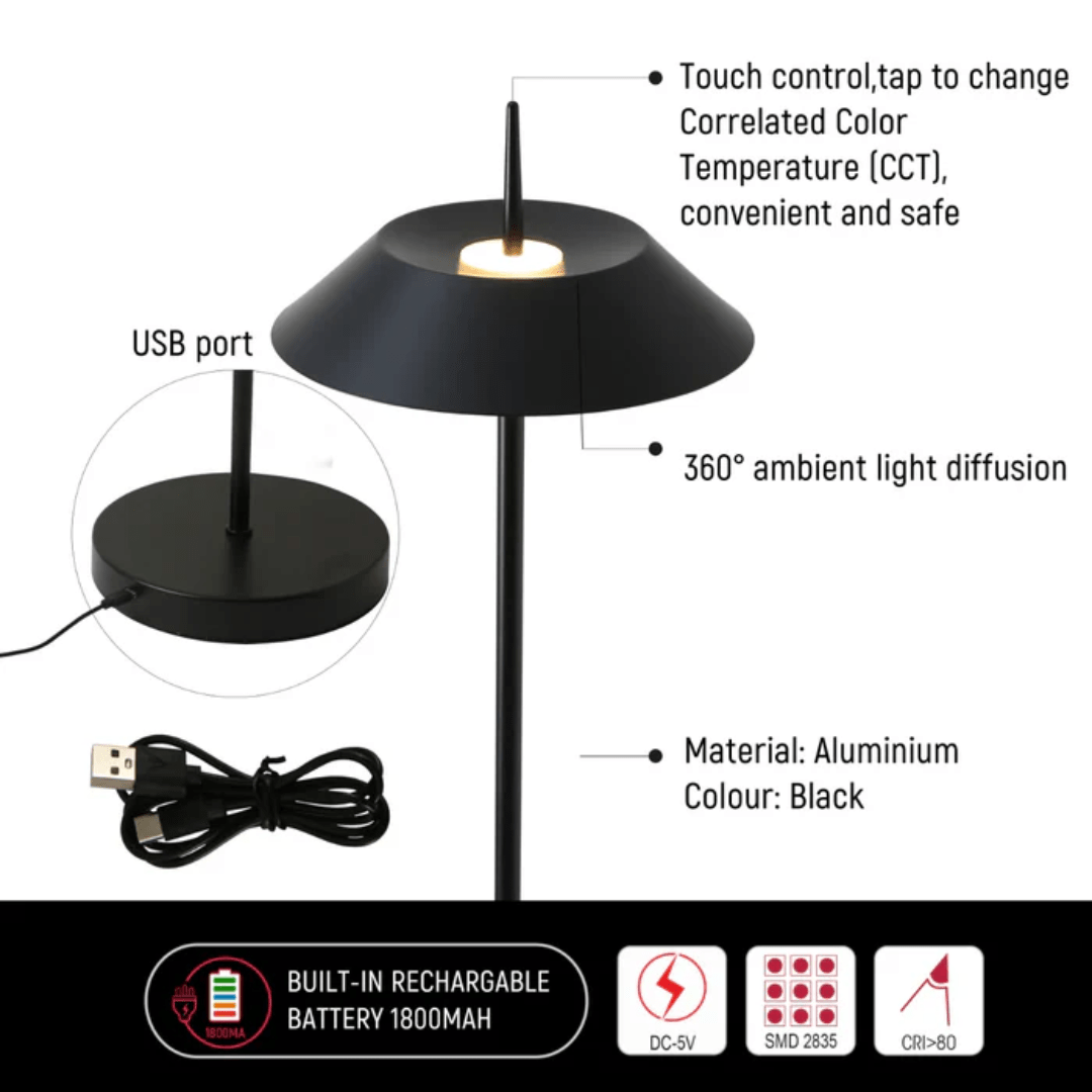 TKLD Table & Floor Lamps Portable LED Floor Lamp With Dimmable CCT Sleek Design - 3W