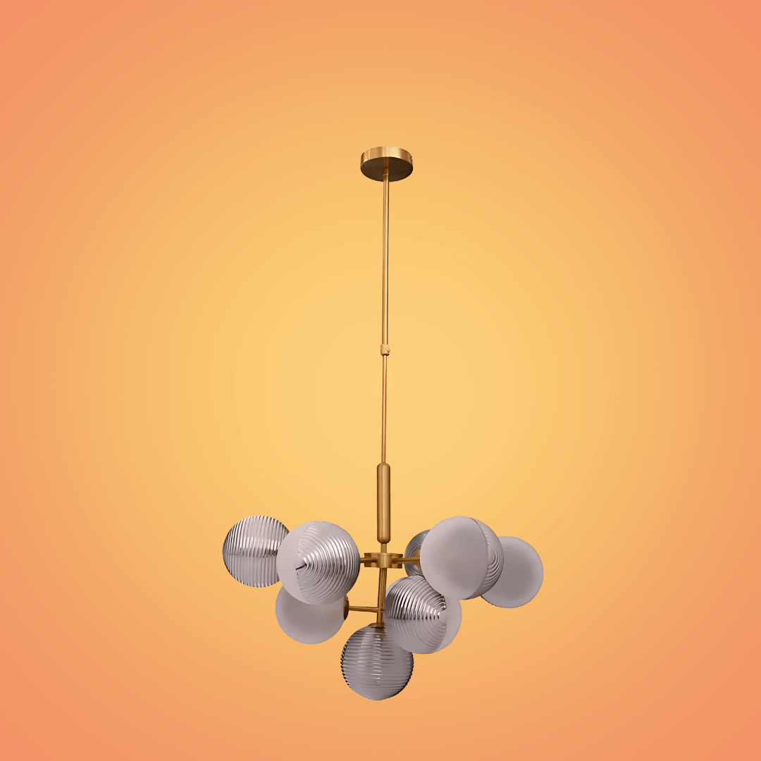 TKLD Pendant & Chandeliers Pyramid Smoky Glass Gold Body Chandelier Ceiling Light - 3W