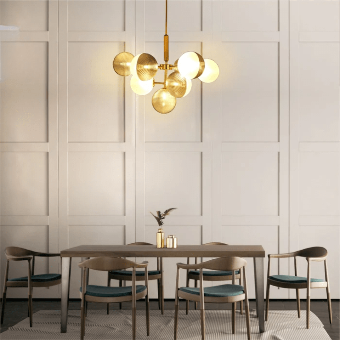 TKLD Pendant & Chandeliers Pyramid Smoky Glass Gold Body Chandelier Ceiling Light - 3W