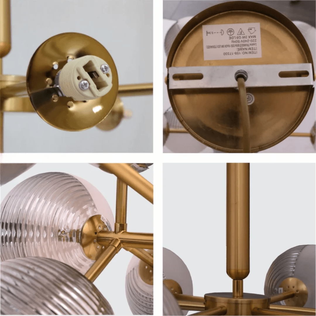 TKLD Pendant & Chandeliers Pyramid Smoky Glass Gold Body Chandelier Ceiling Light - 3W