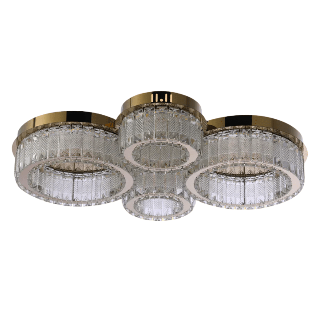 TKLD Pendant & Chandeliers Quadruple-ring Crystal Flush Ceiling Chandelier Light with Remote Control - 42W
