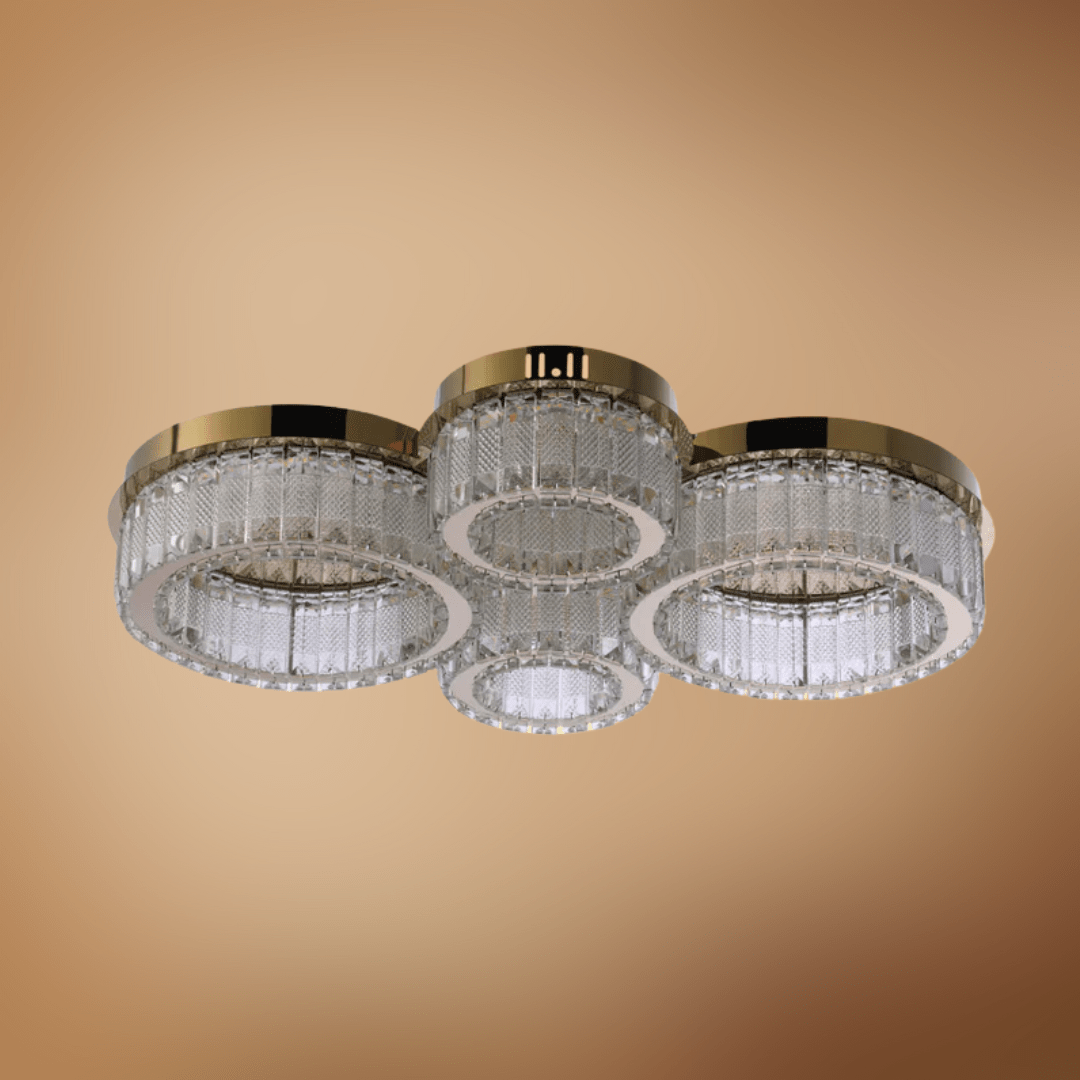 TKLD Pendant & Chandeliers Quadruple-ring Crystal Flush Ceiling Chandelier Light with Remote Control - 42W