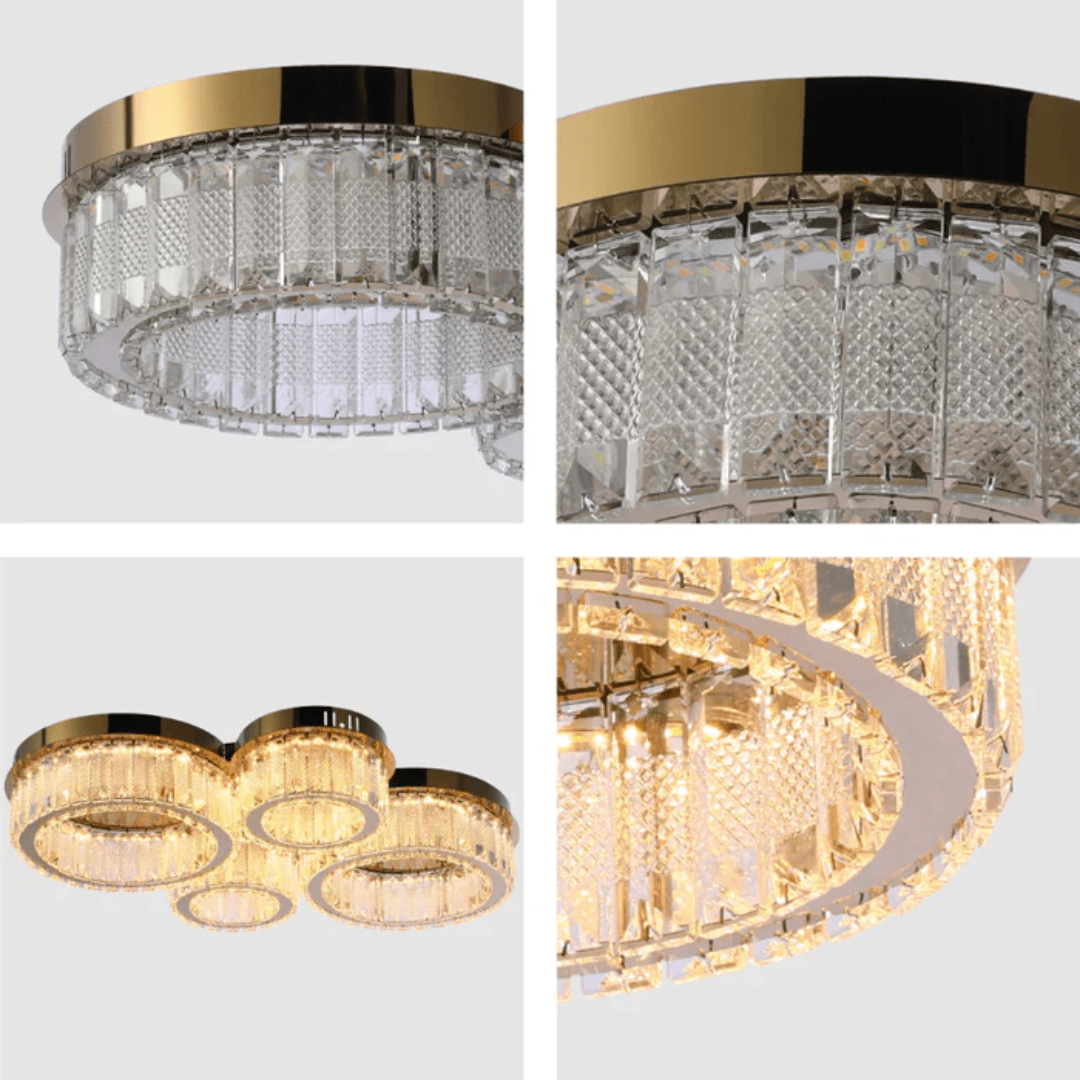 TKLD Pendant & Chandeliers Quadruple-ring Crystal Flush Ceiling Chandelier Light with Remote Control - 42W