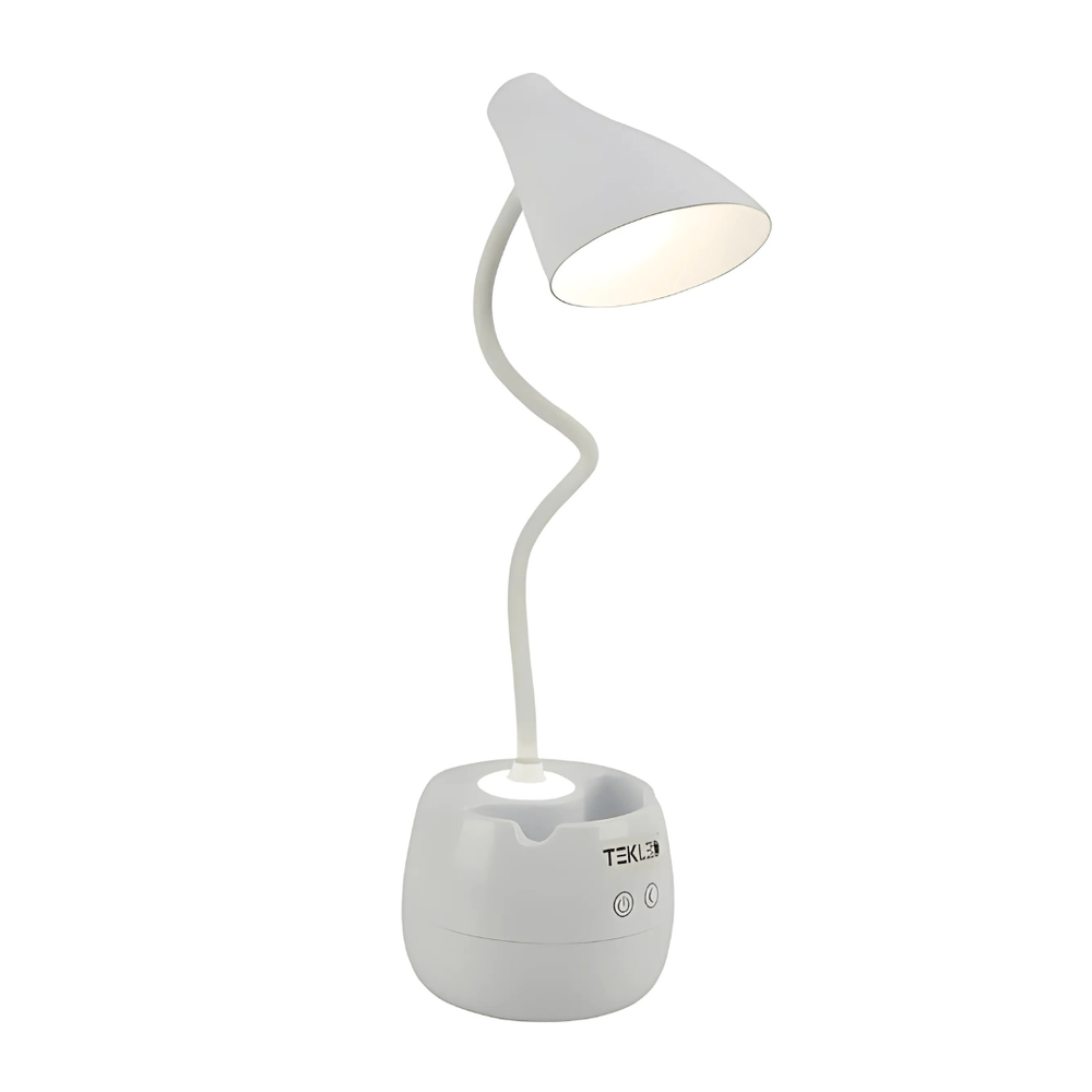 TKLD Table & Floor Lamps Rechargeable Gooseneck Desk Lamp with Cone Head and Pencil Holder - 6W