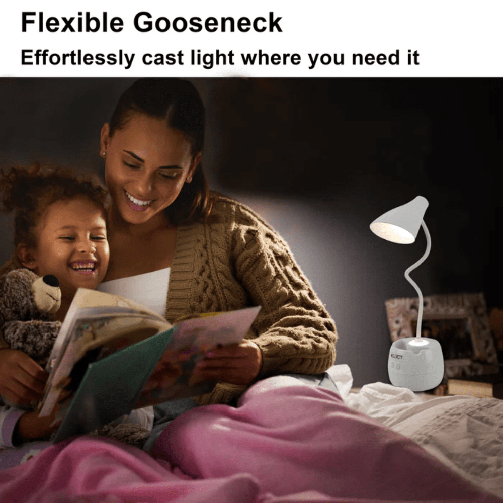 TKLD Table & Floor Lamps Rechargeable Gooseneck Desk Lamp with Cone Head and Pencil Holder - 6W