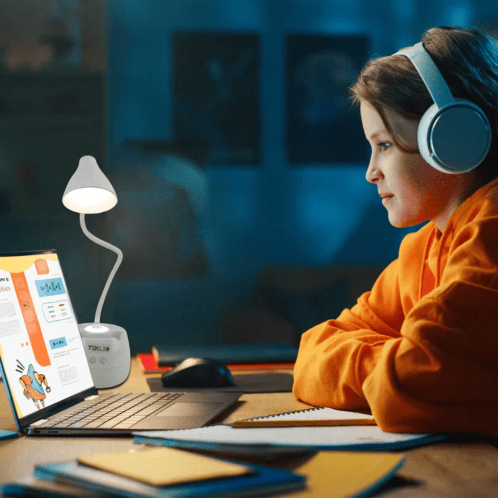 TKLD Table & Floor Lamps Rechargeable Gooseneck Desk Lamp with Cone Head and Pencil Holder - 6W